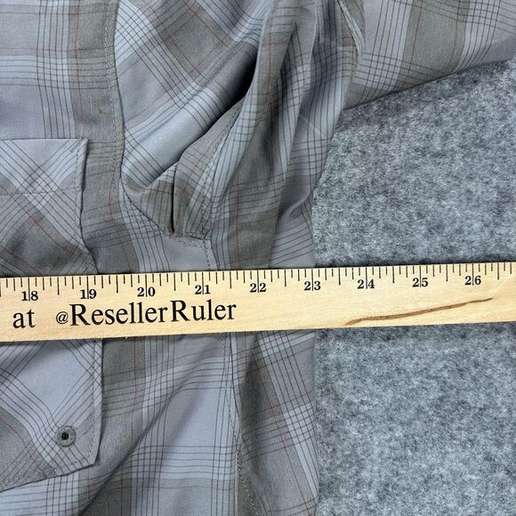 Duluth Trading Co Alaskan Hardgear Shirt Mens LT Gray Plaid Vented Button Up - Picture 8 of 11